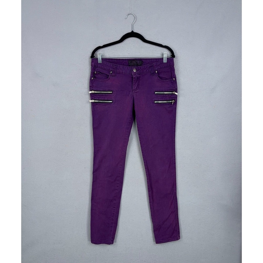 TRIPP NYC Jeans Womens 9 Purple Zipper Accents Goth Punk Emo Skinny Pants Y2K